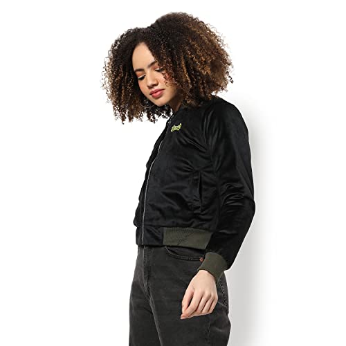 Image of Campus Sutra Women's Puffer Regular Fit Bomber Jacket for Winter Wear | Standing Collar | Full Sleeve | Zipper | Casual Jacket for Woman & Girl | Western Stylish Jacket for Women