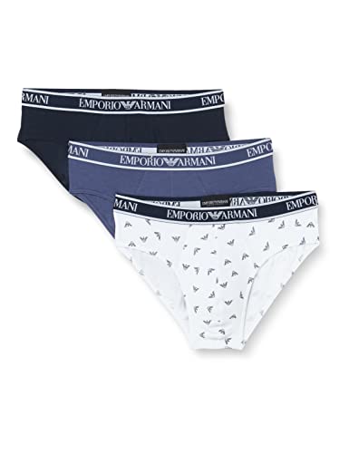 Emporio Armani Lot de 3 Rubans avec Logo Lettre, Marin/Pr.White/Denim, M Homme