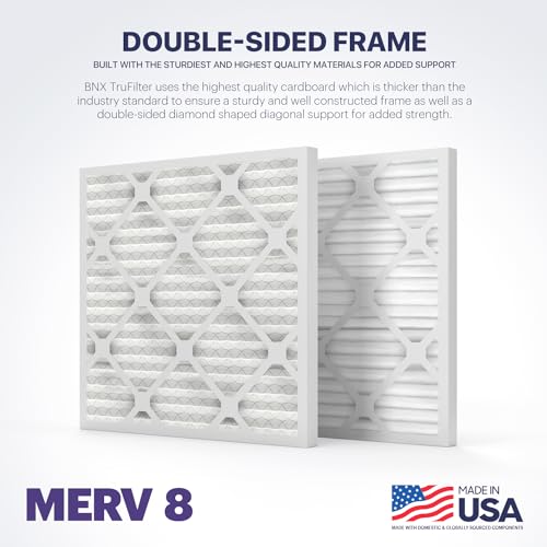 Image of BNX TruFilter 24x24x1 Air Filter MERV 8 (4-Pack) - MADE IN USA - Air Conditioner HVAC AC Furnace Filters for Dust, Pet, Mold, Pollen MPR 600 - 700 & FPR 5 (Actual Size: 23.38 x 23.38 x 0.75 Inches)