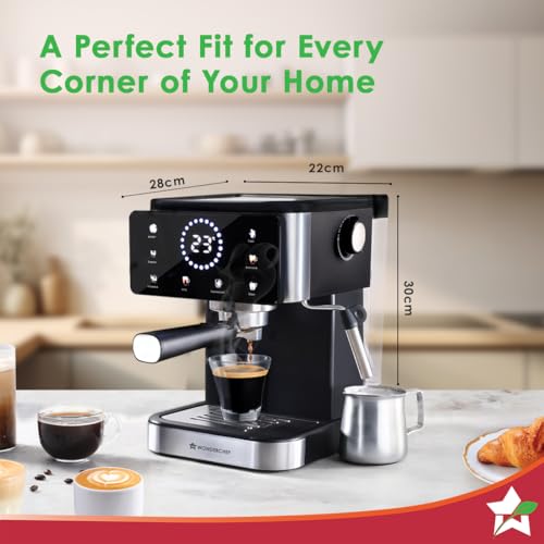 Image of Wonderchef Rinaldi 20 Bar Espresso Coffee Maker | Temperature Gauge | Espresso, Cappuccino, Latte, Mocha & Cold Coffee | Steam Frother | 1.5L Tank | 1200W | 2-Year Warranty