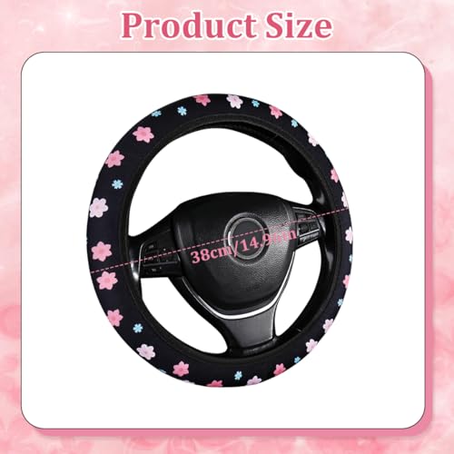 Coprivolante Auto, Copertura Protettiva per Volante, Copertura Decorativa, Morbido Elastico Copri Volante per Auto, Motivo Floreale Copristerzo Auto, Traspirante Antiscivolo Coprimanubrio