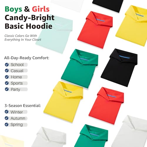 Boys Hoodies - Unisex Kids Solid Cotton Hooded Sweatshirt Pullover with Kangaroo Pocket for Girls 4-12 Years3