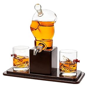 Boxing Lover Gift For Dad, Men Glove Wine & Whiskey Decanter Set 750Ml 13″ x 13″ + 2-10oz Boxing Glasses by For Liquor, Whiskey – Unique Boxing Gift Set, Boxer Gifts, Gifts for Boxing Enthusiasts