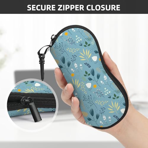 Image of Sunglasses Soft Case, Cute Ultra Light Portable Neoprene Zipper Eyeglass Glasses Case with Belt Clip for Men Women