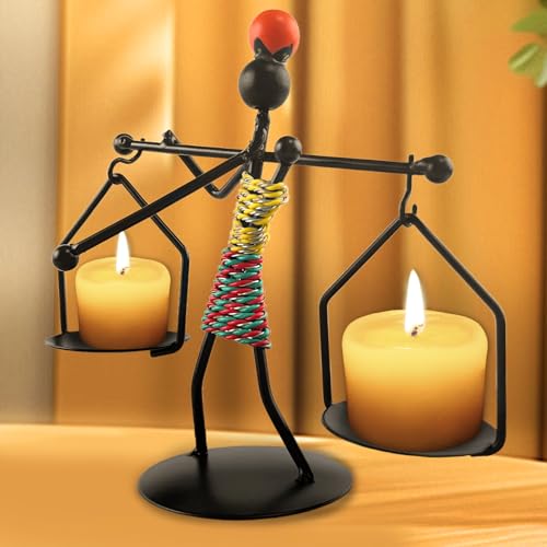 錬鉄のキャンドル ホルダー テーブルキャンドルスタンド 小さな女の子の形 麻縄のデザイン 結婚式 宴会 パーティー バーの装飾に適しています 黒