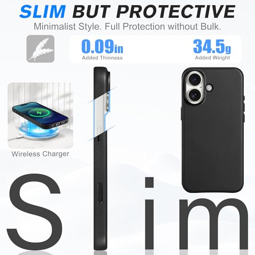 Image of SHIELDON Genuine Leather Case for iPhone 17 6.3 inch 2025, Nappa Black