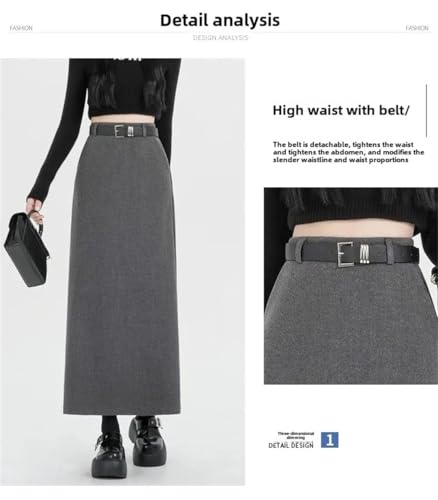 Women Winter Elegant Long-Slimming Bodycon Woolen for Thickened Mid-Length Skirt2