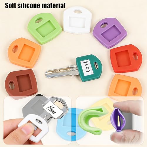 20 Stück Schlüsselkappen, 10 Farben Schlüsselmarkierung, Bunt Gemischt Schlüsselkappen Eckig, Schlüssel Markierung für Die Einfache Identifizierung von Haustürschlüsseln