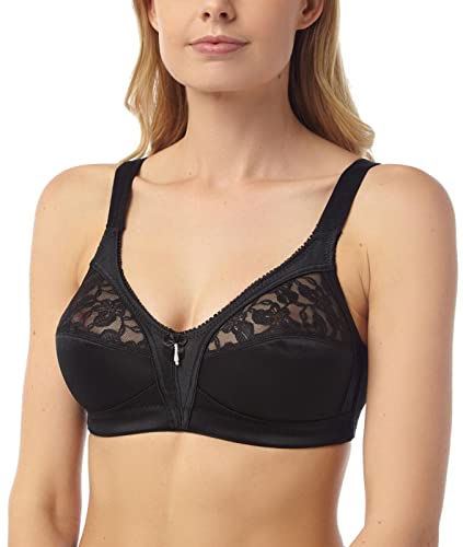Image of Candid Styles® Ladies Non Wired Firm Control Soft Cup Satin Lace Brassieres - Womens Non-Wired Extra Supportive Non Padded Underwear Bra(Black,38D)