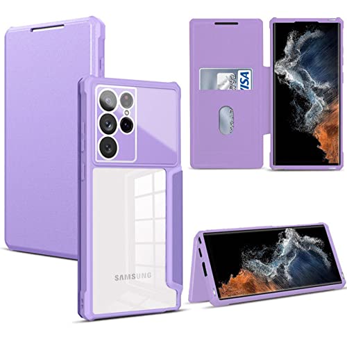 Housse de poche Samsung A53 5G violette avec porte-carte pour simplifier vos trajets urbains