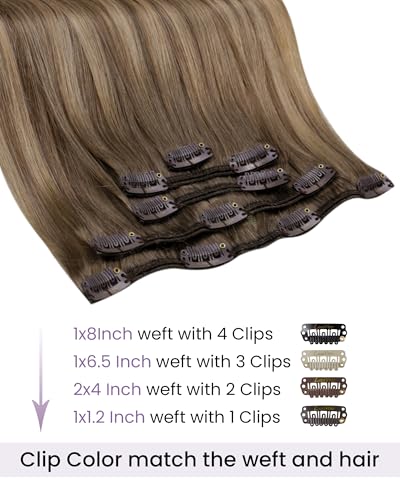 Image of LaaVoo Clip In Hair Extensions, Full Head, 16 Inch 5Pcs 80g | Hair Extensions Clip Ins Adopt Real Human Hair Material, Support Long Hair Styling, And Volumized Hairstyle Creation