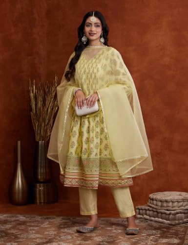 Image of Amazon Brand - Myx Women's Kurta Pant Set with Dupatta| Salwar Suit (Available in Plus Sizes)