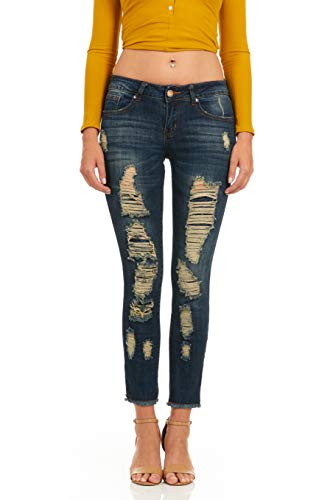 cover girl Women's Distressed Ripped Skinny Jeans