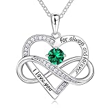 Billie Bijoux Infinity Love Heart Pendant Necklaces for Women 925 Sterling Silver Birthstone...
