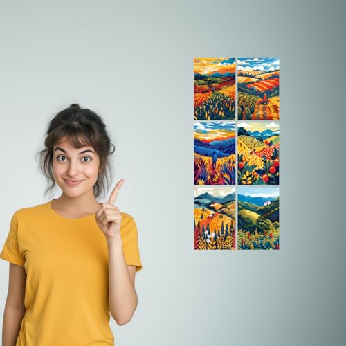 Image of SiddArtify Vibrant Sunset Landscape Art Print Set - Set of 2-4x6 Inch - Board (Pack of 6) - Sticker (Pack of 6) Wall Room Decoration art Poster Prints