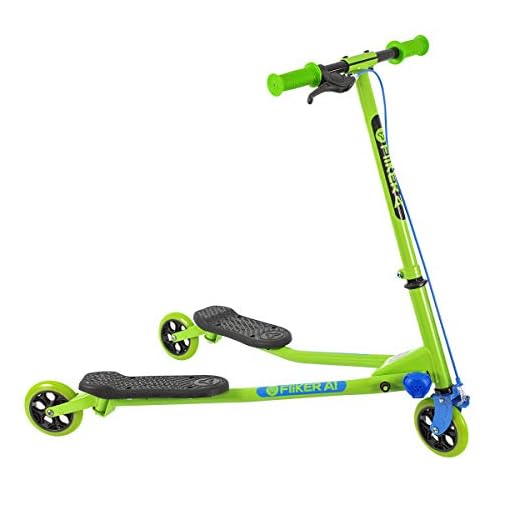 Yvolution Y Fliker Air A1 Swing Wiggle Scooter | Three Wheels Drifter for Boys and Girls Age 5 Years Old and Up (Green New)