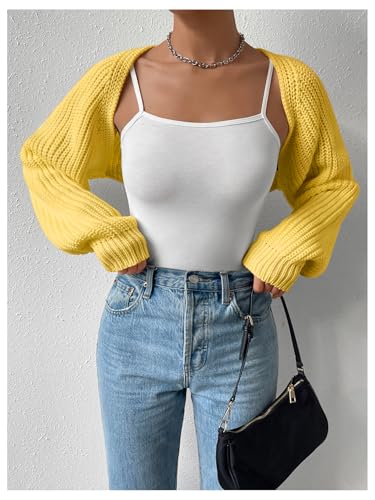Image of GORGLITTER Women's Open Front Cardigan Sweater Trendy Dressy Cute Long Sleeve Bolero Shrug Fall Knit Short Cardigan