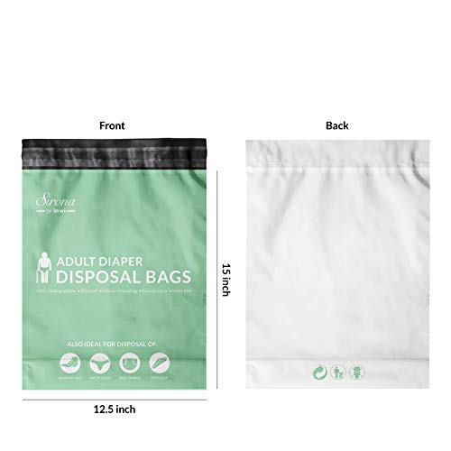 Image of Sirona Adult Diaper Waste Bags, 60 Count, 12.5 x 15 Inch, Oxo-Biodegradable, Discreet, Environment Friendly, Odor Lock, Tamper Proof