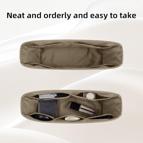 Image of DGAZ Purse Organizer Insert Fits Neverfull-Mini /PM /MM /GM Bags,Silk Bag Organizer,Luxury Handbag & Tote Shaper(PM, Gris tourterelle)