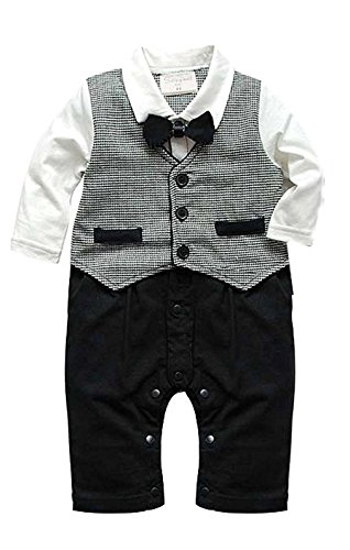 Kids Baby Boy Toddler Newborn Gentleman One-piece Romper Clothes Jumpsuit Outfit (95(12-18Months))