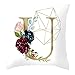 Ayoiow Poszewka na poduszkę do użytku na zewnątrz, 45 x 45 cm, z poliestru, poszewka na poduszkę na sofę, poduszka dekoracyjna z literą U z płatkiem róży
