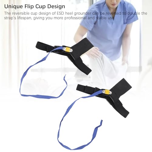 Image of 2PCS Anti Static ESD Foot Heel Straps, Adjustable Ankle Heel Strap Anti Static Foot Grounder ESD Band Protecting Electronics Against Electric Shock for Grounding, Men or Women