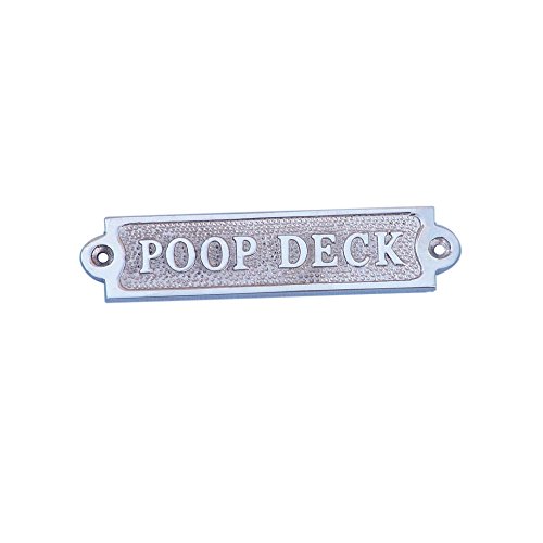 Hampton Nautical Chrome Poop Deck Sign, 6