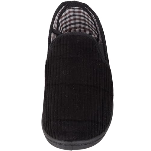 ABSOLUTE FOOTWEAR Mens Easy Slip On Wide Fitting Winter Slipper with Twin Gusset - Black - UK 10 - Image 2