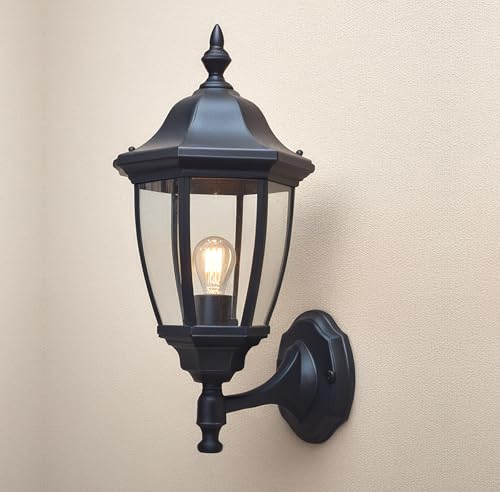 EBION Applique Murale Exterieur E27,Classique Luminaire Lumiere Eclairage Lampe Exterieur éTanche à L'Eau Plastique,Noir,Max 60w Convient Aux Jardins, Aux...
