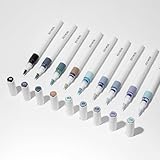 JinMaGDST 9 Color Acrylic Paint Markers, Water-Based Acrylic Markers for Artists Adults Coloring Drawing Cartoon Anime Comic - Brush Tip for Rock Painting, Wood, Canvas, Fabric (Gray Wolf Series)