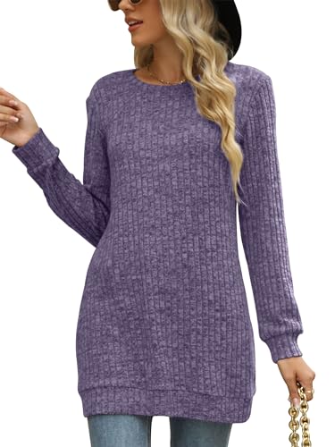Image of Sweaters for Women Long Sleeve Crewneck Sweatshirt Loose Casual Tunic Tops
