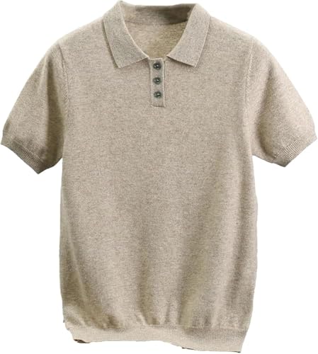 Men's Wool Short Sleeve Polo Pullover Sweater Casual Knitwear Comfortable Soft Lightweight Versatile All-Season Top