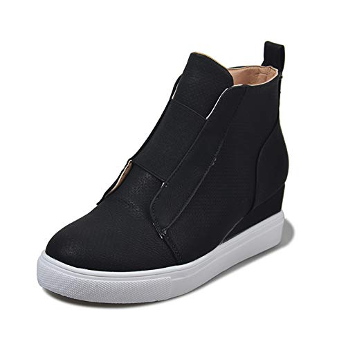 ZBYY Women's Platform Wedge Sneakers,Fashion Summer Hidden Ankle Heel Platform Wedge Booties Hidden with Side Zipper4