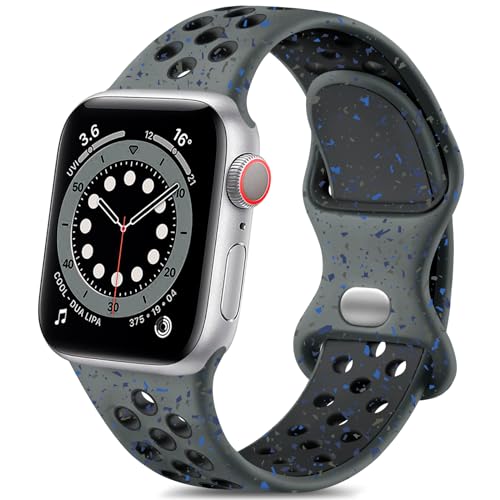 Image of Lerobo Sport Band Compatible with Apple Watch Band Ultra 49mm 45mm 44mm 42mm 41mm 40mm 38mm for Men Women,Soft Silicone Breathable Strap Sport Band for iWatch Ultra 2 SE Series 9 8 7 6 5 4 3 2 1