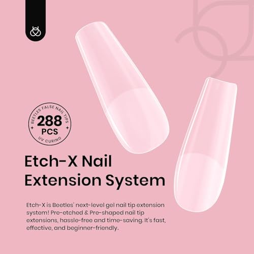 Image of Beetles Gel Nail Tips Etch-X, Square Medium, 288Pcs 12 Sizes Pre-Etched