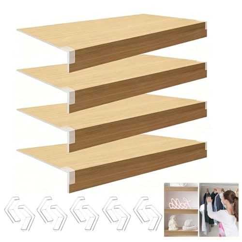 Qiczom 23x12 Faux Wood Wire Shelf Covers 4PC Set -