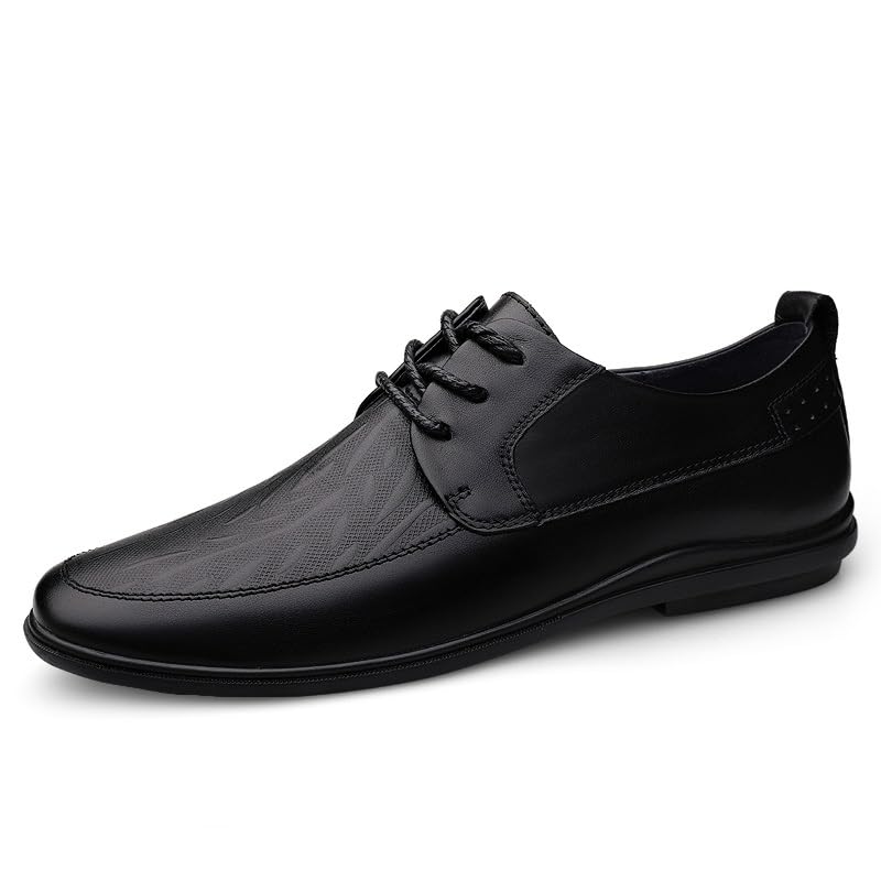 Dress Oxford for Men Lace Up Round Toe Vegan Leather Derby Shoes Low Top Slip Resistant Block Heel Prom2