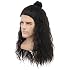 yuehong Long Wavy Mens Black Bun Style Wig Rock Mullet Star Cosplay Costume Hair Heat Resistant Synthetic Fibers Fluffy Durable Breathable Wig