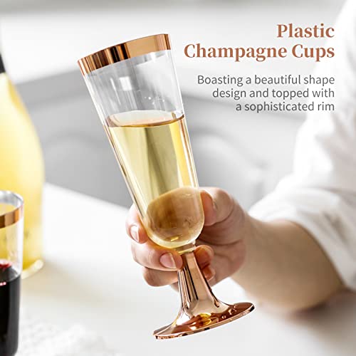 6 peças copos de champanhe de plástico 5 oz copos de plástico transparente descartáveis copos de coq