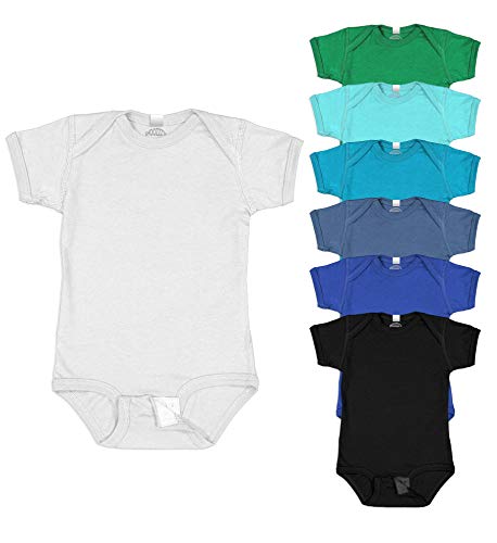 Snoozzz'n Baby 6 Pack Bodysuit / 100% Soft Cotton Short Sleeve Onesie (6 Pack - Boys Grab Bag Assorted Solids, Newborn)