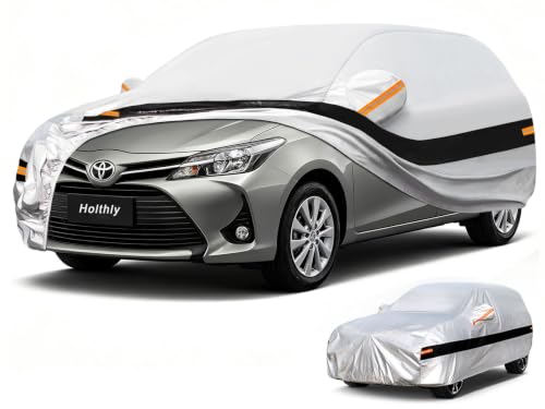 Image of 10 Layers Hatchback Car Cover Waterproof All Weather for Automobiles,100% Waterproof Outdoor Car Covers Rain Snow UV Protection. Custom Fit for Ford Fiesta,Toyota Yaris,Kia Rio,Mazda 2,etc