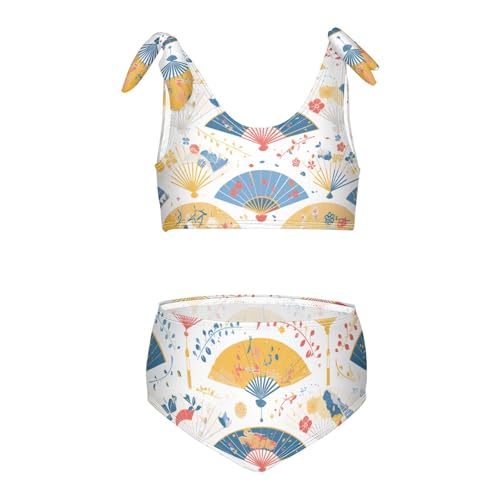 KLL Hand Drawn Cute Japanese Fans Cartoon Girl Two Piece Bikini Set Quick-Dry Swimsuits Swimwear Adjustable Shoulder Strap
