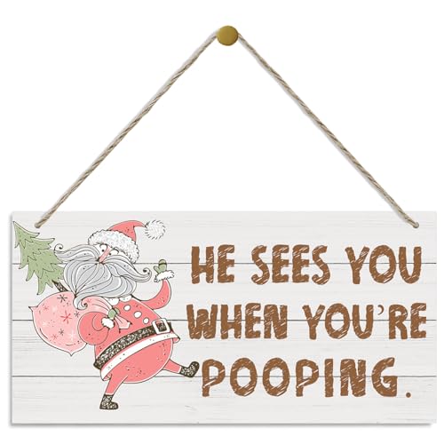 Christmas Bathroom Decor, He Sees You When You're Pooping, Funny...