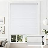 Joydeco No Tools No Drill Cordless Cellular Shades, Light Filtering Honeycomb Blinds for Indoor Windows, Thermal Insulating & Noise Reducing (White, 35' W x 64' H)