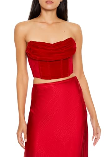 Corset Tube Forever 21 Rouge S avec Coupe Bustier Stretch Sans Bretelles
