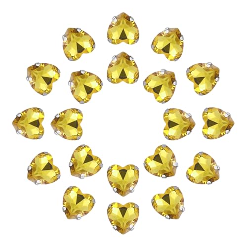 uxcell 20 pcs cœurs strass à coudre 12x12mm
