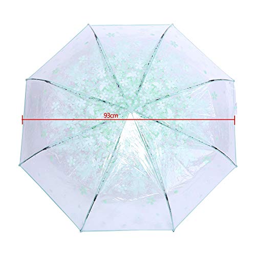 Sakura Składany Parasol, Parasole Przeciwdeszczowe, Przezroczysty Składany Parasol Modny Parasol Księżniczki Kwiat Wiśni Dla Kobiet 4 Kolory(Jasnozielony)