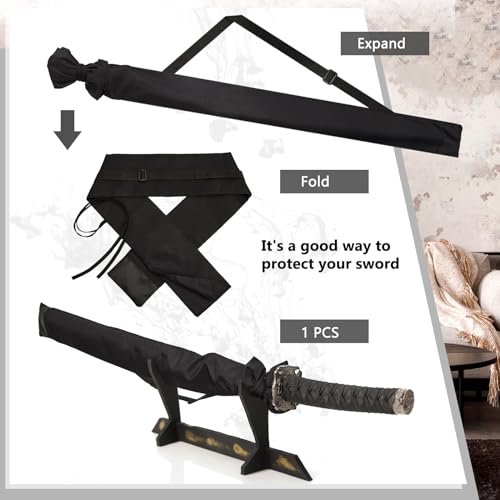 Image of 1 Piece Sword Bag Sword Sheath Sword Cover Black Katana Bag Sword Carry Bag Ninja Sword Holder Katana Case with Strap Sword Carrying Case for Samurai Cosplay Costume Halloween Party