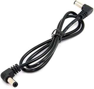 JSER DC Power 5.5 x 2.1mm / 2.5mm Male to 5.5 2.1/2.5mm Male Plug Cable Right Angled 90 Degree 60cm JSER