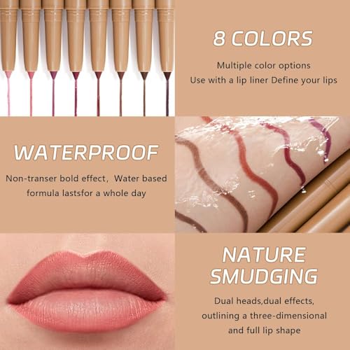 Image of Matte Lip Liner - Dual-Ended Retractable Pencil with Silicone Smudger, Waterproof Long Wear Crayon for Flawless Contour & Plump Lips, Vegan Cruelty-Free Beauty for Everyday Elegance (02#, 1PCS)